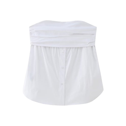 Color-White-Spring Women Street All Match Stretch Poplin Tube Top-Fancey Boutique