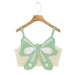 Color-Dark Green-Spring Nail Beading Holiday Bowknot Decoration V Neck Short Camisole Women-Fancey Boutique