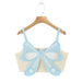 Color-Blue-Spring Nail Beading Holiday Bowknot Decoration V Neck Short Camisole Women-Fancey Boutique