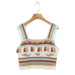 Color-Brown-Summer Vintage Embroidery Tassel Suspender Short Camisole-Fancey Boutique