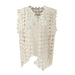 Color-Retro Hollow Out Cutout Out Diamond Lattice Vest Elegant Vest Spring Solid Color Top Women-Fancey Boutique