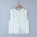 Color-Retro Hollow Out Cutout Out Diamond Lattice Vest Elegant Vest Spring Solid Color Top Women-Fancey Boutique