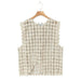 Color-Khaki-Retro Hollow Out Cutout Out Diamond Lattice Vest Elegant Vest Spring Solid Color Top Women-Fancey Boutique