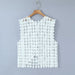 Color-White-Retro Hollow Out Cutout Out Diamond Lattice Vest Elegant Vest Spring Solid Color Top Women-Fancey Boutique