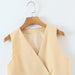 Color-Slim V neck Irregular Asymmetric Single Button Sleeveless Vest All Match Solid Color Casual Vest-Fancey Boutique