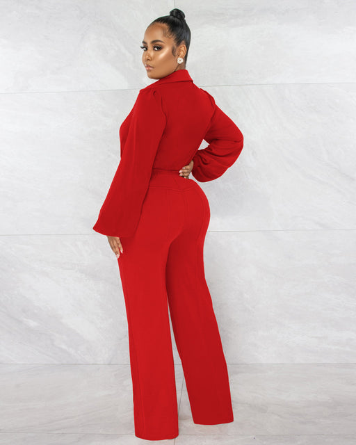 Color-Women Clothing Jumpsuit Sexy V neck Long Sleeve Tight Blouse Trousers Autumn Winter-Fancey Boutique