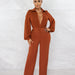 Color-Women Clothing Jumpsuit Sexy V neck Long Sleeve Tight Blouse Trousers Autumn Winter-Fancey Boutique