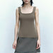 Color-Square Collar Knitted Camisole Sleeveless Women Summer Short Bottoming Top Women-Fancey Boutique