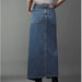 Color-Niche Skirt Summer Asymmetric Oblique Placket Front Slit Denim Skirt Women-Fancey Boutique