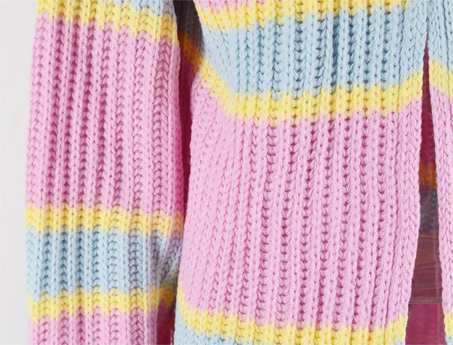 Color-Women Clothing Autumn Winter Coat Stitching Cardigan Sweater Women-Fancey Boutique