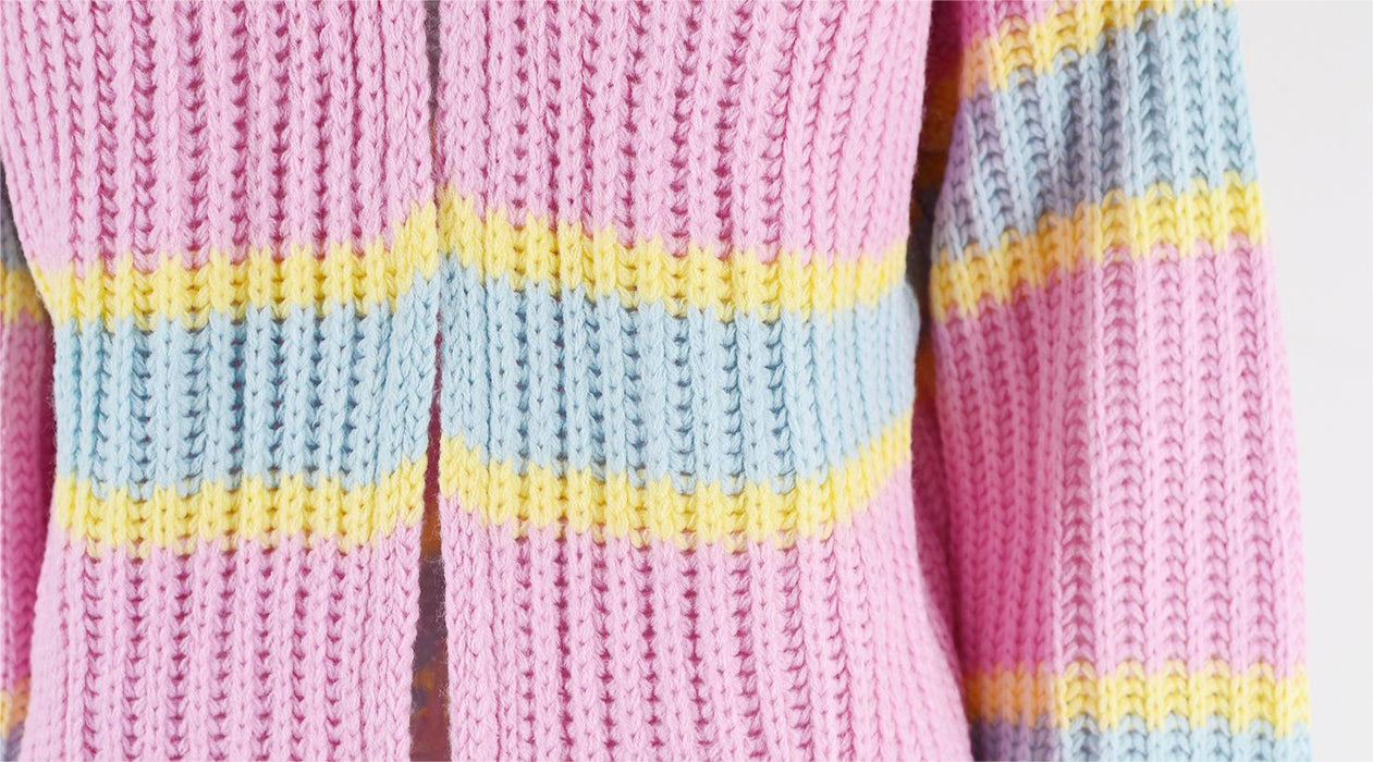 Color-Women Clothing Autumn Winter Coat Stitching Cardigan Sweater Women-Fancey Boutique