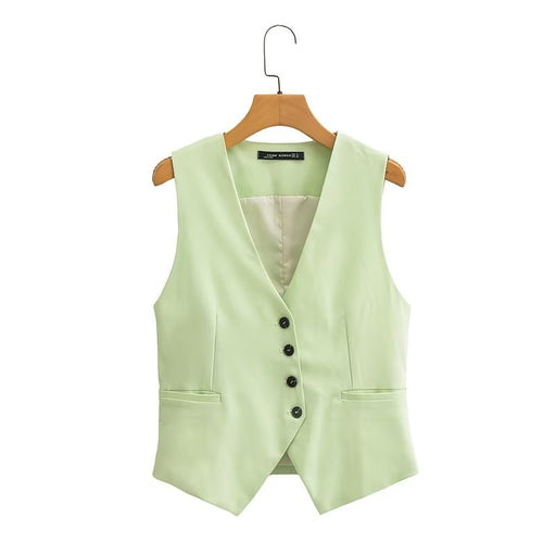 Color-Vest-Women Clothing Elegance Sleeveless V neck Vest Jacket Casual Trousers-Fancey Boutique