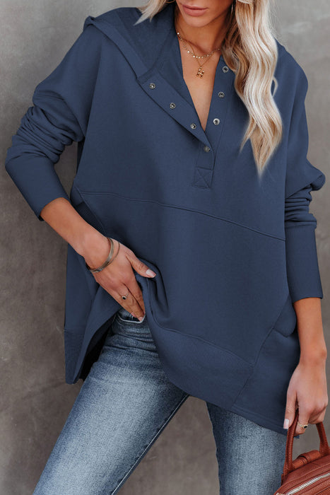 Color-Loose Hooded Sweater Women Mid Length Autumn Winter Solid Color Casual Bottoming Shirt Top-Fancey Boutique