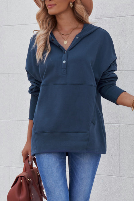 Color-Loose Hooded Sweater Women Mid Length Autumn Winter Solid Color Casual Bottoming Shirt Top-Fancey Boutique