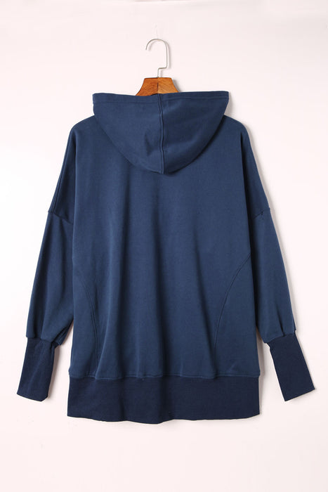 Color-Loose Hooded Sweater Women Mid Length Autumn Winter Solid Color Casual Bottoming Shirt Top-Fancey Boutique