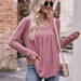 Color-Women Autumn Winter Casual Square Collar Pleated Long Sleeve T shirt-Fancey Boutique