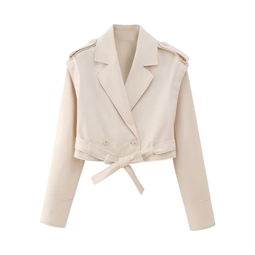 Color-White Coat-Women Short Blazer High Waist Mini Skirt Set-Fancey Boutique