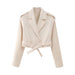 Color-White Coat-Women Short Blazer High Waist Mini Skirt Set-Fancey Boutique