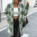 Color-Green-Coat Loose Plaid Color Stitching Knitted Cardigan Sweater Women-Fancey Boutique