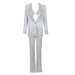 Color-Silver-Summer Office Suit Glittering Powder Long Sexy Suit Three Piece Suit-Fancey Boutique