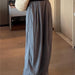 Color-Gray [Common Style]]-Ice Silk Wide Leg Pants Women Summer Thin High Waist Drooping Casual Japanese Lazy Pants Linen Straight-Leg Pants-Fancey Boutique