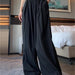 Color-Black [Extended]]-Ice Silk Wide Leg Pants Women Summer Thin High Waist Drooping Casual Japanese Lazy Pants Linen Straight-Leg Pants-Fancey Boutique