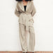 Color-Summer Women Striped Loose Blazer Pants Suit-Fancey Boutique