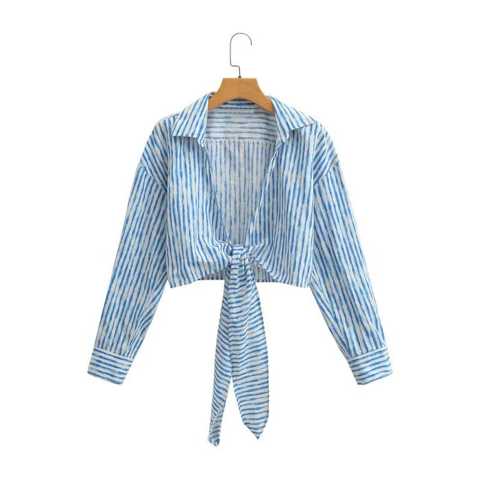 Color-Multi-Women Loose All Matching Striped Linen Shirt-Fancey Boutique