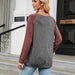 Color-Autumn Winter round Neck Contrast Color Loose Long-Sleeved T-shirt Split Top Women-Fancey Boutique