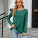 Color-Autumn Winter round Neck Contrast Color Loose Long-Sleeved T-shirt Split Top Women-Fancey Boutique