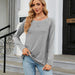 Color-Autumn Winter round Neck Contrast Color Loose Long-Sleeved T-shirt Split Top Women-Fancey Boutique