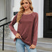 Color-Autumn Winter round Neck Contrast Color Loose Long-Sleeved T-shirt Split Top Women-Fancey Boutique