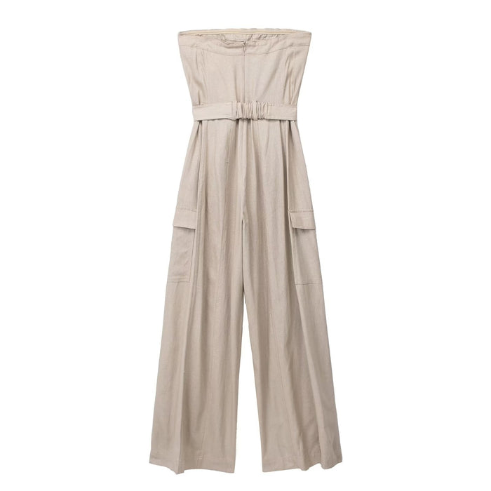 Color-Summer Women Clothing Linen Blended Overalls-Fancey Boutique