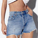 Color-Summer Women Clothing Perforated Hole Decoration High Waist Denim Shorts-Fancey Boutique