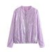 Color-violet-Round Neck Sequ Decorative Motorcycle Bomber Jacket Coat Top Women Jacket-Fancey Boutique