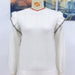 Color-White-Ruffled Knitwear Loose Solid Color round Neck Pullover Sweater Women-Fancey Boutique