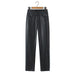 Color-Black-Autumn Winter Women Clothing Straight Slim Fit Leather Pants Trousers-Fancey Boutique