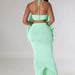 Color-Wrapped Chest Halter Ruffled Top Bare Cropped High Waist Split Dress Two-Piece Set 3D Decoration-Fancey Boutique