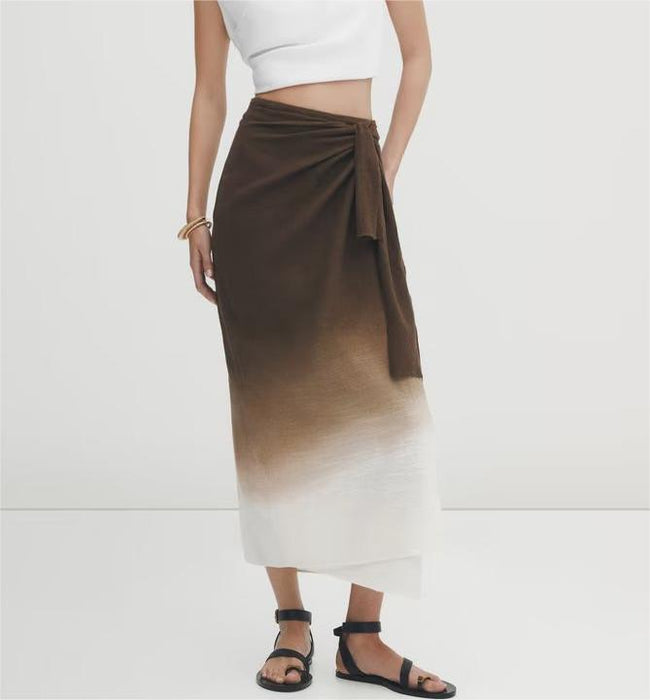 Color-Gradient Irregular Asymmetric Hanging Skirt Cotton Skirt-Fancey Boutique