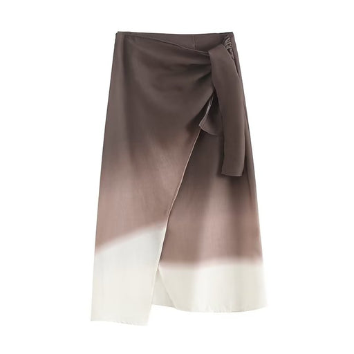 Color-Brown-Gradient Irregular Asymmetric Hanging Skirt Cotton Skirt-Fancey Boutique