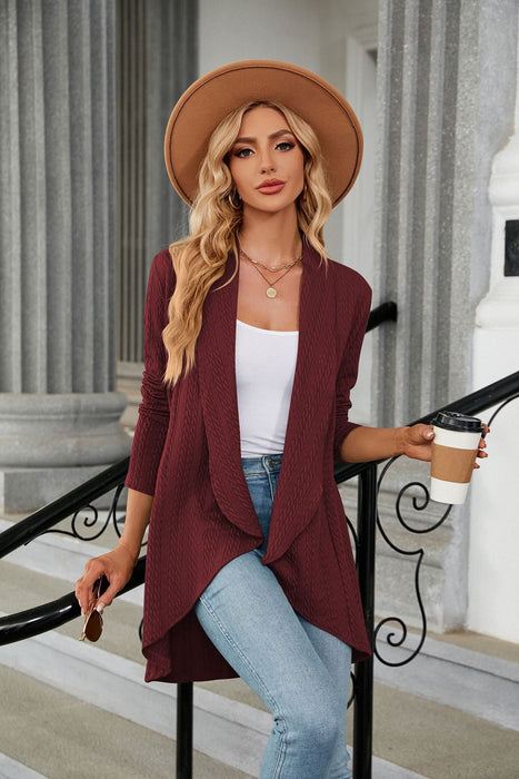 Color-Autumn Winter Long Sleeve Solid Color Loose Cardigan Top Women Knitting Coat-Fancey Boutique