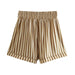 Color-Spring Women Clothing Beige Stripes Top Short Two Piece Set-Fancey Boutique