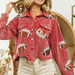 Color-Autumn Winter Corduroy Rugby Sequined Jacket Jacket Women Short Tassel Varsity Jacket-Fancey Boutique