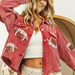 Color-Autumn Winter Corduroy Rugby Sequined Jacket Jacket Women Short Tassel Varsity Jacket-Fancey Boutique