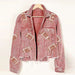 Color-Autumn Winter Corduroy Rugby Sequined Jacket Jacket Women Short Tassel Varsity Jacket-Fancey Boutique