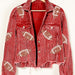 Color-Red-Autumn Winter Corduroy Rugby Sequined Jacket Jacket Women Short Tassel Varsity Jacket-Fancey Boutique
