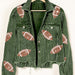 Color-Green-Autumn Winter Corduroy Rugby Sequined Jacket Jacket Women Short Tassel Varsity Jacket-Fancey Boutique