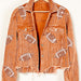 Color-Orange-Autumn Winter Corduroy Rugby Sequined Jacket Jacket Women Short Tassel Varsity Jacket-Fancey Boutique