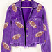 Color-Purple-Autumn Winter Corduroy Rugby Sequined Jacket Jacket Women Short Tassel Varsity Jacket-Fancey Boutique