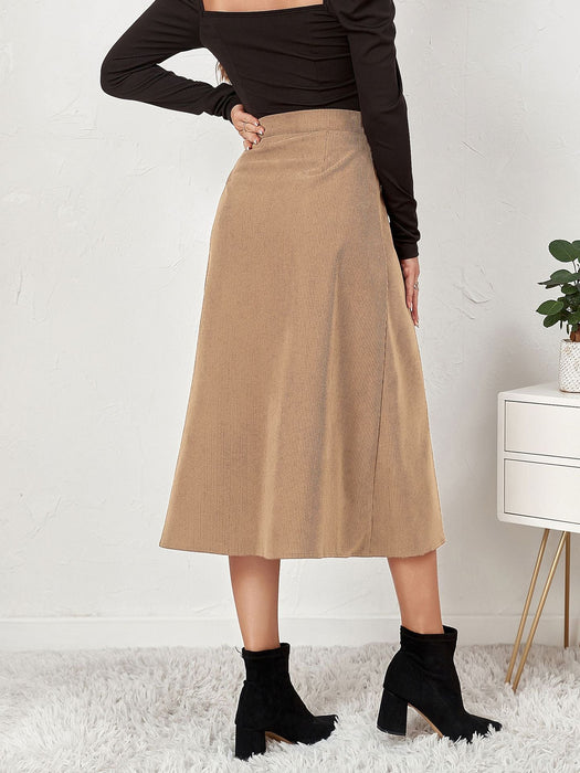 Color-Women Clothing Boutique Corduroy Skirt Single Breasted High Waist Autumn Winter Maxi Women Skirt-Fancey Boutique